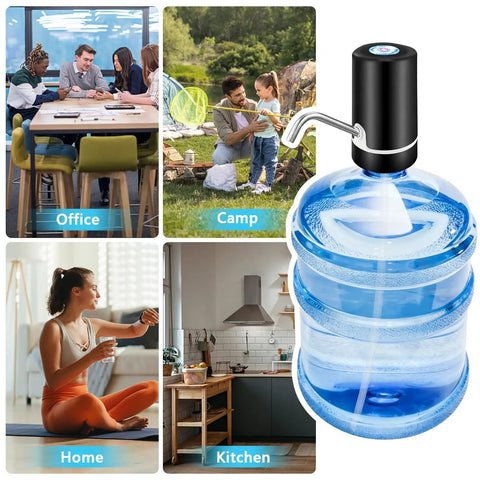 5 Gallon USB Rechargeable Portable Water Pump For Water Jugs With Auto Stop And Silicone Caps Ideal For Home Office Camping And Travel Black No Fuss Setup Grab And Go Ready