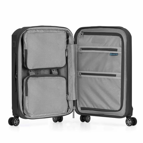 Luggage: Amazon Pagosa 22-inch expandable black hardside carry-on with spinner wheels and interior mesh pockets