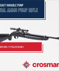 Variable Pump Action Air Rifle 177 Caliber With Dual Ammo System BB Reservoir And Pellet Loader 4x15 Scope Shoots Pellets And BBs Up To 1000 FPS Black shown on display.