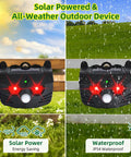 Ultrasonic Nocturnal Animal Repeller With Red Light And Motion Sensor for gardens, farms, and chicken coops, solar powered, waterproof design.