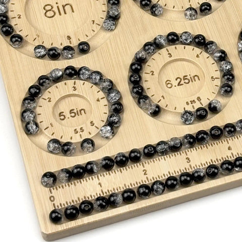 Bead Boards For Jewelry Making And Bracelets Bamboo Beading Board with grooves for 5 to 8 inch bracelets, natural bamboo material.