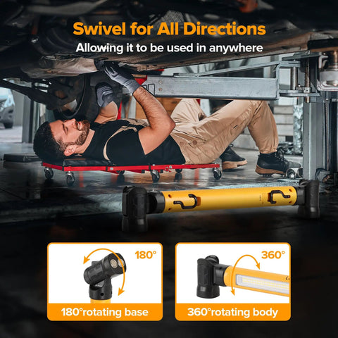 Mechanic using 3000LM LED Work Light With Magnetic Under Hood Mount 5200mAh Rechargeable Cordless Pro Grade Mechanic Light For Car Repair