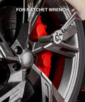 Wrench using Slim Profile 33-Piece Deep Well Bolt Extractor Kit With Three Eighths And One Quarter Inch Drive on car wheel