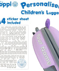 Tiny Trekker Kids Carry On Luggage With Underseat Compliance Airline Approved in purple with name customization option