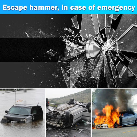 Heavy Duty Steering Wheel Lock Security Bar With Safety Hammer breaking glass in emergency situation, for cars and SUVs