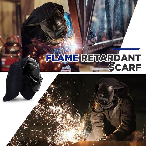 Welding Helmet Cover And Helmet Bib Set With Press Fit Neck Seal For Safety Flame Retardant Fabric Keeps Sparks Off And Protects Your Neck Durable Universal Fit For Most Helmets Classic Black