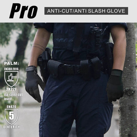Needle Puncture Proof Garden Gloves With Thorn Guard For Garden Work And Animal Handling, officer wearing cut resistant gloves