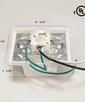 H Track 120V Floating Canopy Connector for Power from Electric Box to H Style 3-Wire Track Systems in White with Dimensions