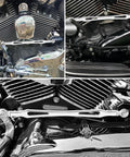 Chrome Shift Linkage For Harley Touring Rigs 1986 And Later Road King Road Glide Electra Glide Tri Glide Softail Aftermarket Replacement Gear Shift Lever on V-twin engine