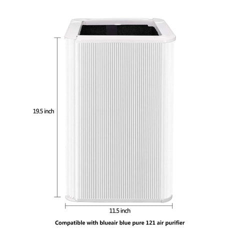 Replacement Filter For Blueair Blue Pure 121 Air Purifier With True HEPA Capability, side view showing dimensions