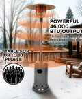46,000 BTU Portable Outdoor Propane Patio Heater With Wheels, Adjustable Heat Output, 9 Foot Radius, Slate Gray