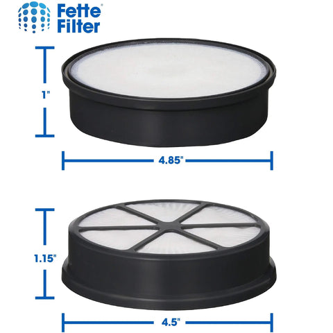 Two Pack Vacuum Filter Set For Upright Models UH72400 UH72401 UH72402 UH72405 UH72406 UH72409 with dimensions shown