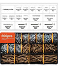 Massive 3000-Piece Hardware Kit With Anchors, Tapping Screws, Deck Screws And Nails, DIY-Friendly, labeled with fastener guide
