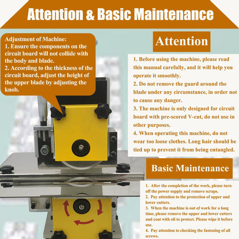 Pro Grade PCB Depaneling Machine with V Cut Separator Built for Pros, 110V 40W Electric PCB Cutter safety instructions
