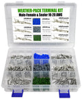 Ultimate 320 Pcs Weather-Proof Electrical Connector Kit With Male Female Terminals And Sealing Sleeves For Heavy Wiring Up To 20 Amps In Multiple Gauge Sizes Perfect For Any Auto Or Marine Job, open case
