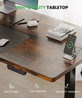 Electric Motorized Sit Stand Desk Adjustable Workstation 48 X 24 Inch Thick Desktop with high-quality tabletop and features.