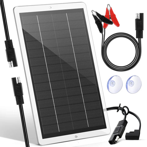 12V Solar Battery Charger Maintainer For Cars, Boats, Motorcycles And RVs, Waterproof Portable Trickle Charger With Cigarette Lighter Plug And 