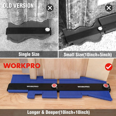 Connectable Contour Gauge Set With Lock For 10 Inch And 20 Inch Precision Shape Duplication Dual Size Profile Duplicator For DIY Woodworking Projects Like Furniture Flooring Tile And Auto Body Templates Easy Locking And Seamless Splicing on wood floor