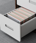 Top Shelf Letter Size Hanging File Folder Frame Slick Desk Organizer With No Hassle Adjustable Cabinet Rails For Crisp Office Storage Heavy Duty Build Quick Setup Keep Papers Neatly Secured, open drawer with organized file folders.