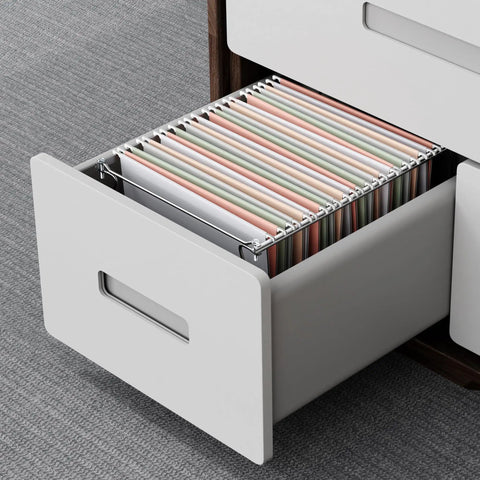 Top Shelf Letter Size Hanging File Folder Frame Slick Desk Organizer With No Hassle Adjustable Cabinet Rails For Crisp Office Storage Heavy Duty Build Quick Setup Keep Papers Neatly Secured, open drawer with organized file folders.