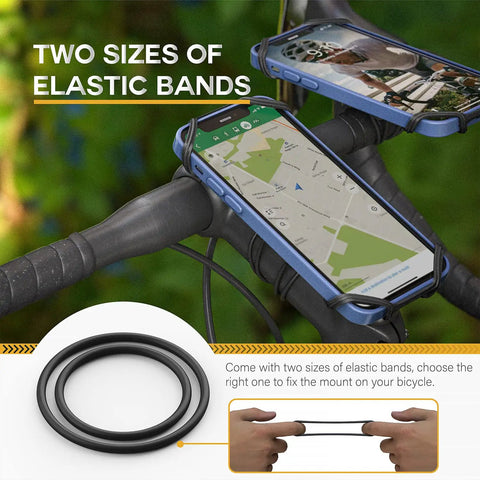2 In 1 Bike Mount With Quick Release And Quarter Turn holding GPS on bike handlebar with elastic bands, cycling accessory