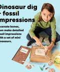 Science Explorer Gift Bundle For Kids 5-9: Geologist, Astronaut And Paleontologist Kits, Hands On STEM Projects, Space And Earth Science Fun, Build, Explore, Dig And Learn. Child digging fossil impressions