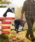 Person carrying High Flow Gas Water Pump For Garden And Farm 1.6HP 4 Stroke Trash Pump, highlighting portable design and features