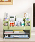 Spacious Desk Organizer With Pencil And Pen Holder 2 Drawers And Side Compartments Desktop Storage In Green on desk