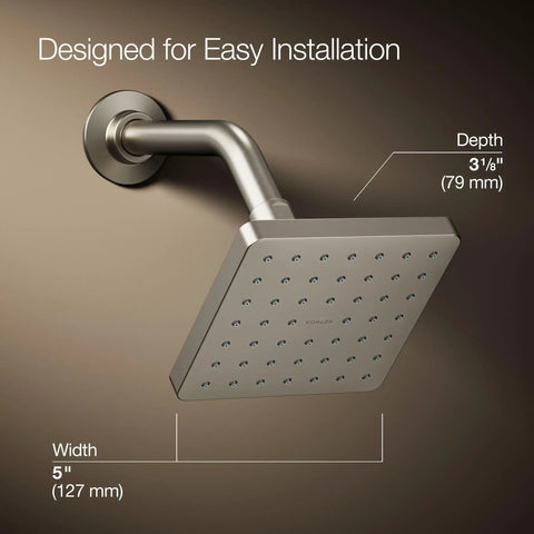 Parallel Single Function Showerhead With 1.75 GPM Flow, 5 Inch Diameter, shown installed with Katalyst Spray Technology