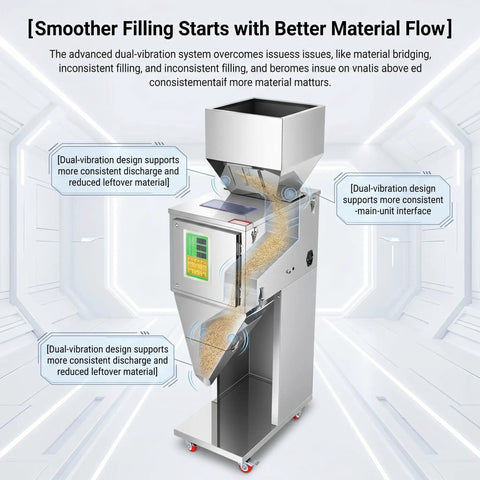 Straight Up Reliable Automatic Granule Filler Machine With Digital Scale Pro Level 304 Stainless Steel Powder Doser in action.