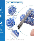Raiten 9-piece blue knitted finger guard set for cutting; includes finger cots and thumb guards for knife safety
