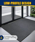 Heavy Duty Indoor Outdoor Entrance Mat 4 By 10 Feet Rubber Border Door Rug With Non Slip Tread low-profile design in entryway.