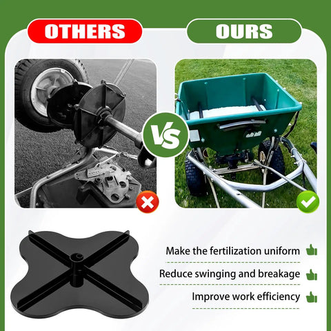 Comparison of lawn spreaders with and without N2320 Spreader Spinner Replacement for even fertilizer coverage and efficiency.