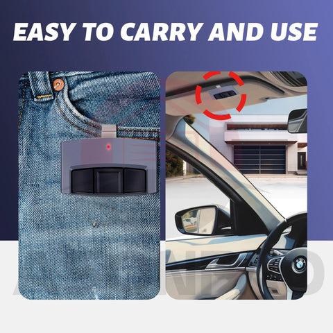 2-Pack Universal Garage Door Opener Remote For Sears Craftsman LiftMaster And Chamberlain Systems With Learn Button in pocket and car