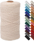 Natural Macrame Cord 2mm Thick 220 Yards Colorful 3 Strand Twisted Cotton Rope For Wall Hangings Plant Hangers Crafts Knitting And DIY Decor Projects Soft Durable Go-To Craft Cord For Home shown with color options.