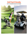 Golf Cart Bag With 14 Way Top Divider And Full Length Dividers 2 In 1 Design on golf cart and being pushed on course