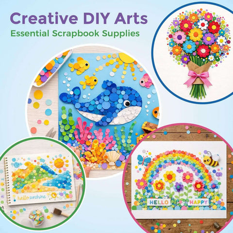 Creative DIY arts projects using the Three Size Circle Hole Punch Set for scrapbooking and card making includes 1 inch, five eighth inch, and three eighth inch circles.