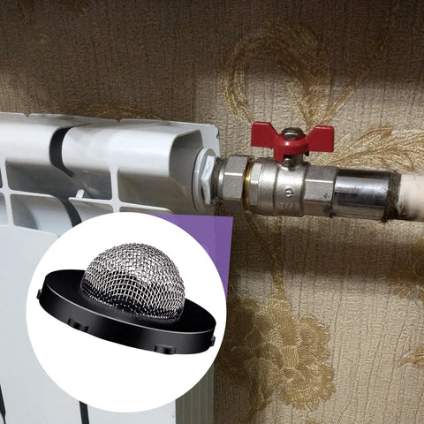 Close-up of stainless steel hose screen filter washers inlet with strainer fittings kit for three quarter inch garden hose connector.