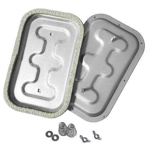 Duct access door 10x6 in, high-temperature grease duct, metal panels with green gasket and mounting hardware