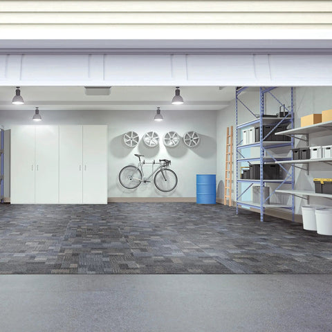 Heavy Duty Vinyl Cove Wall Base Molding Trim In Aircraft Carrier Finish With Hella Flexible Strength For No Sweat Diy Floor Edging Installation And Sweet Room Refresh Projects in a modern garage setting with a bike and storage.