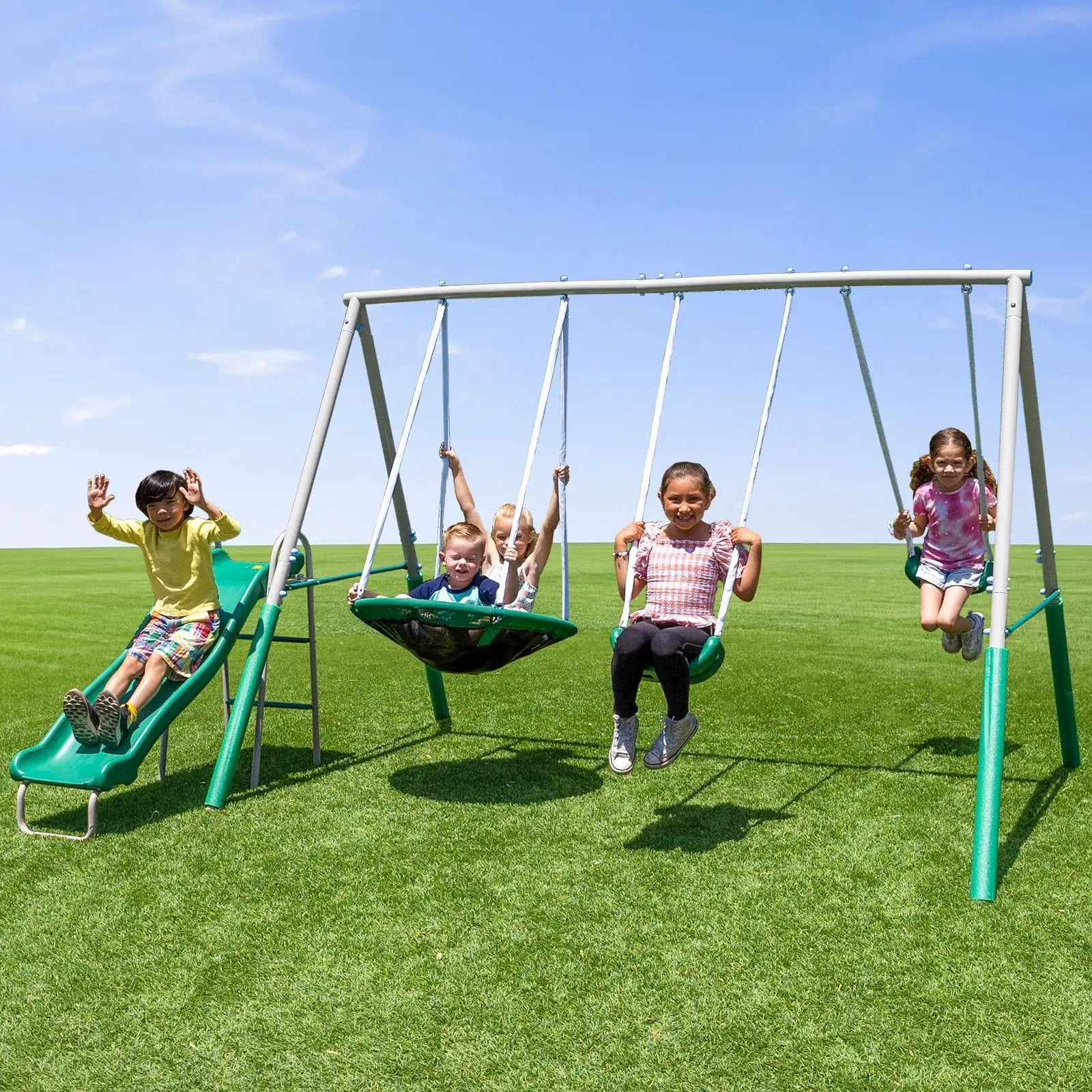 Northridge Metal Swing Set With Five Seat ✓