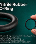Close-up of nitrile O-rings from the Workhorse Nitrile Rubber O Ring Assortment Kit 1030 Pieces In 31 Sizes For Oil And Hydraulic Fluid Sealing