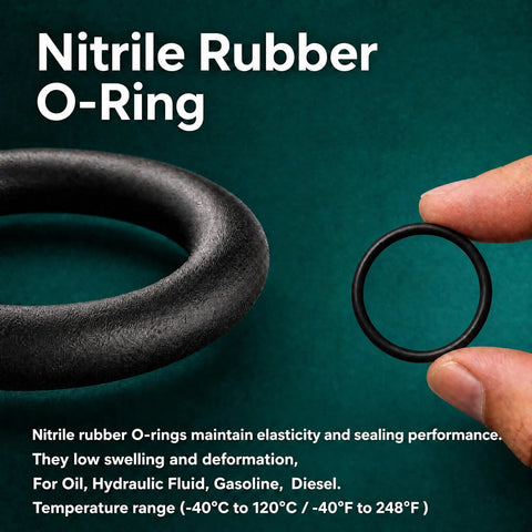 Close-up of nitrile O-rings from the Workhorse Nitrile Rubber O Ring Assortment Kit 1030 Pieces In 31 Sizes For Oil And Hydraulic Fluid Sealing