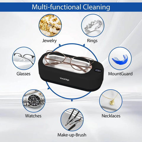 Pro Grade Ultrasonic Cleaner For Jewelry And Glasses With 48KHz Frequency 350ml Stainless Steel Tank Digital Touch Display