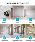 Go To Pro Grade Dual Mode Laser Tape Measure And Distance Meter With 164 Ft Laser Range And 16 Ft Manual Tape Red in distance, area, volume modes