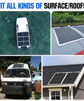 130W Monocrystalline Flexible Solar Panel Kit With 30A 12V Charge Controller on RV, boat, rooftop, and cabin installations.