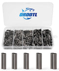 500 Piece Double Barrel Fishing Crimp Sleeves Kit Pro Grade Copper Brass Crimp Tubes Connectors in storage case