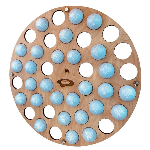 Charred Finish Golf Ball Display Holder And Collector Case Holds 42 Balls, Wall Mount Decor For Home Man Cave