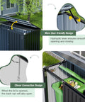 Heavy Duty Outdoor Trash Can Storage Shed With Bike Shed Design, Rugged Galvanized Steel Construction, Weatherproof Chain Lid