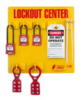 Lockout Tagout Board Station With Three Padlock Sets, Two Hasps, And Three Safety Tags With Ties, 11 X 11 X 1.75 Inch Yellow